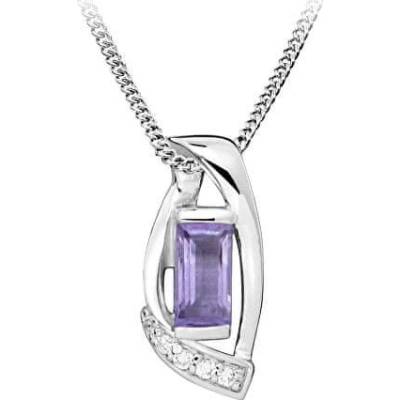 Silver Cat Strieborný náhrdelník so syntetickým ametystom SC471
