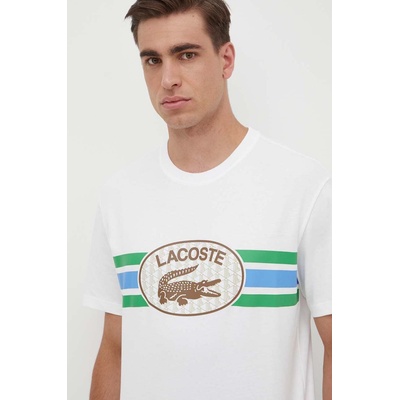 Lacoste Памучна тениска Lacoste в бяло с принт (TH1415)