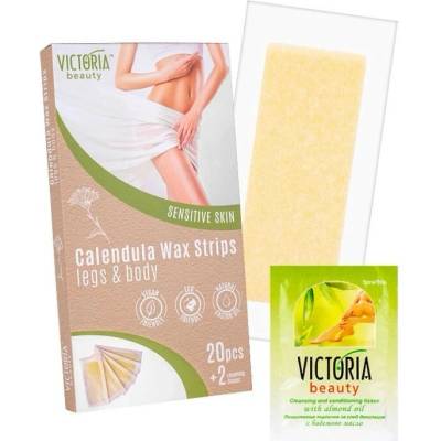 Victoria Beauty Depilační pásky na nohy a tělo s měsíčkem 20 pásků+2 olejové ubrousky