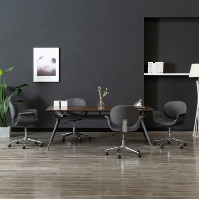 vidaXL Въртящи се трапезни столове, 4 бр, сиви, текстил (3054864)