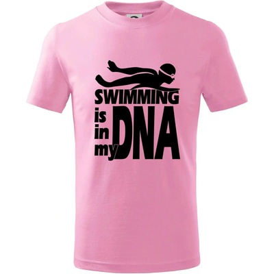 Swimming is in my DNA tričko dětské bavlněné růžová