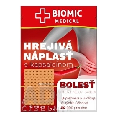 Zhejiang Hongyu Medical Commodity Co., Ltd. BIOMIC HREJIVÁ NÁPLASŤ s kapsaicínom 1 ks