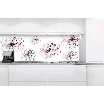DIMEX ART Фототапет за кухня - червено-черни цветя 180 x 60 см