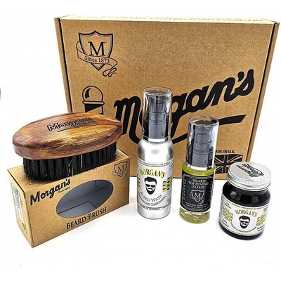 Morgan's Pomade Morgan’s комплект за брада - еликсир, шампоан, вакса, четка и гребен