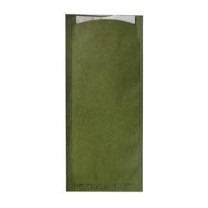 Horecano Хартиен джоб за прибори със салфетка 11x25cm ЗЕЛЕН (BVN00 V)-ПАКЕТ 125бр (012403)