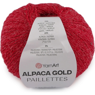 Pletací příze Alpaca Gold s flitry 50 g Varianta: 4 (9307) červená, Balení: 1 ks 60464/156279/279961