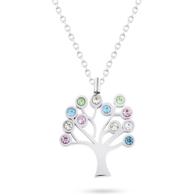 Biju Řetízek z chirurgické oceli+přívěsek, strom s barevnými zirkony 3001318