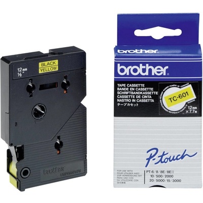 Brother TC TC-601 plast Farba pásky: žltá Farba písma:čierna 12 mm 7.7 m
