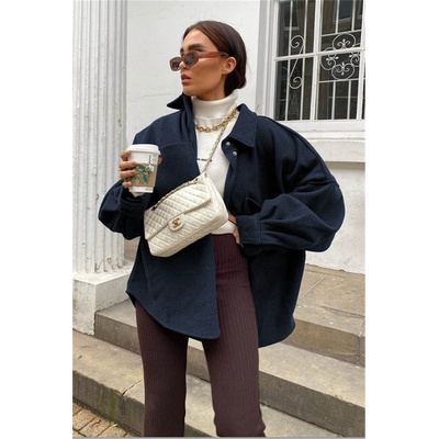 Madmext Дамска Oversize риза-яке MG1281 - Тъмносиня #361927 (361927_Тъмносин)