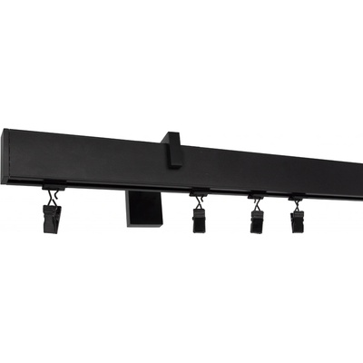 Kovovégarnýže Garnýže Square line modern plug černá matná Jednořadá, 101-150cm, kolečkový jezdec+šnekový háček