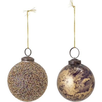 Bloomingville Sada vánočních ozdob skleněné koule Loha Ornament | zlatá