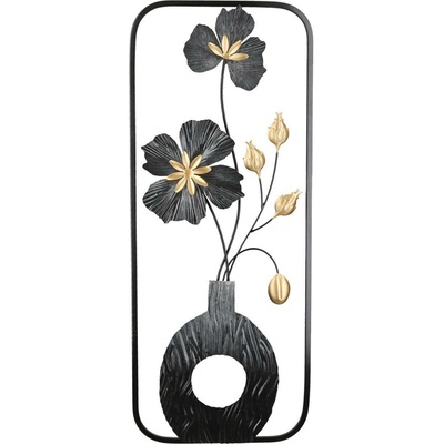 Gilde Kovový nástěnný reliéf Blumenvase, 61 cm