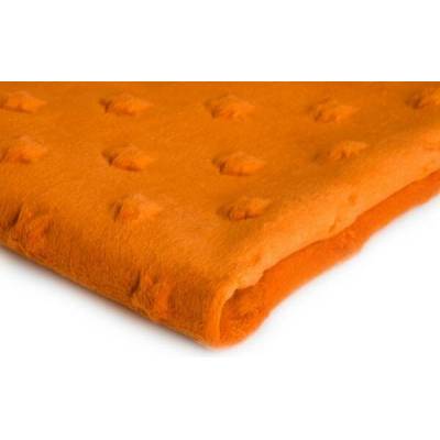 Látka minky hvězdy, 320 g/m², šíře 155 cm, metráž, pomerančová