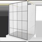 Mexen Kioto самостоятелна душ стена 150 x 200 см, черна решетка 8 мм, златна матирана - 800-150-002-55-77 (800-150-002-55-77)