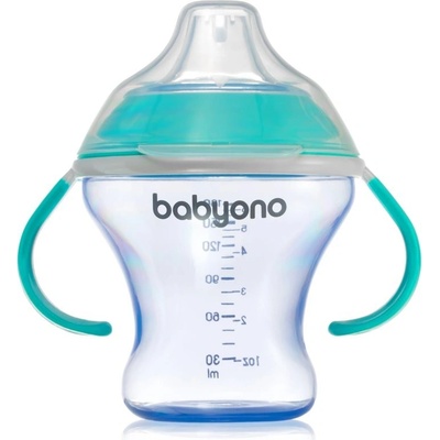 Babyono Hrnek netekoucí s měkkým náustkem Natural Nursing 180ml Tyrkys