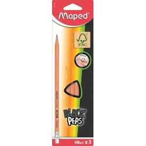 Maped Графитен молив с гума, HB, FSC 100, триъгълен, MAPED "BlackPeps" 851711FC (851711FC)