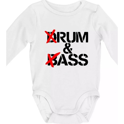 Drum & Bass Rum & Ass Body dojčenské s dlhým rukávom Biela