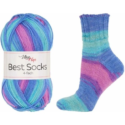 Vlna-Hep Best Socks 4-fach 7407 modrá-růžová