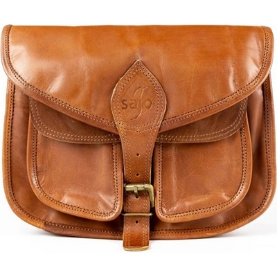 Dámská crossbody kabelka z kozí kůže DIJA hnědá s nastavitelným popruhem zapínání na sponu