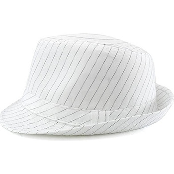 Pánsky klobúk Al Capone módny biely pruhovaný