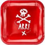 PartyDeco Хартиени чинии - Пирати 20 x 20 см, 6 бр