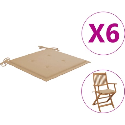 vidaXL Възглавници за столове 6 бр бежови 40x40x4 см Оксфорд плат (314009)
