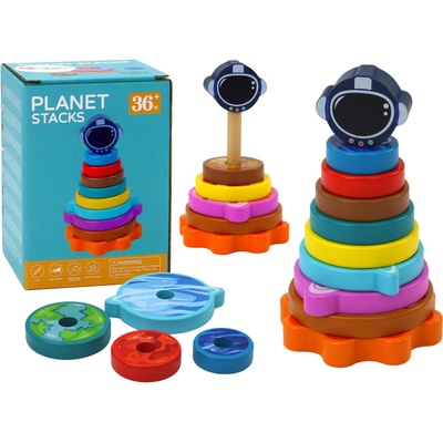Lean Toys Pyramíd Sorter pyramídové puzzle Planéty Priestor 10 dielikov
