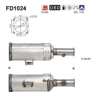 Filtr sazových částic, výfukový systém AS FD1024