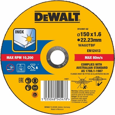 Dewalt DT43907 řezný kotouč 150x1,6x22,2 mm na nerez DT43907-QZ