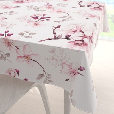 Biante bavlna štvorcový obrus Sandra SA-583 Ružové kvety s vetvičkami na bielom 70x70 cm