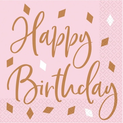 Amscan ubrousky Happy Birthday 16ks 33x33cm