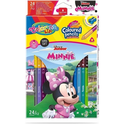 Colorino Двувърхи цветни моливи 12/24 цвята и острилка Minnie Mouse Disney Colorino (90621)