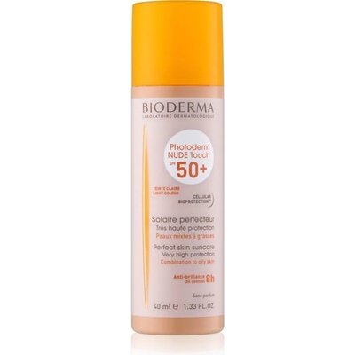 BIODERMA Photoderm Nude Touch защитен тониращ флуид за смесена към мазна кожа на лицето SPF 50+ цвят Light Colour 40ml