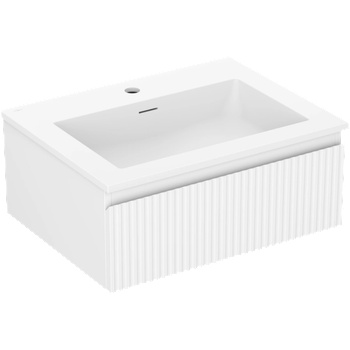 Mexen Rivel шкаф за баня 60 см с мивка Otis, 1 чекмедже, оребрен, бял мат (91A20-06023-1-BF01-W18M01)