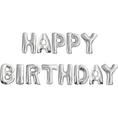 FUN RAG Silver 220949 Fóliový balónik set HAPPY BIRTHDAY strieborný 40 cm 1 13 písmen