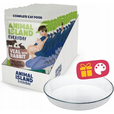 ANIMAL ISLAND Everyday Veal and rabbit in broth Box 12x85 g + talířek zdarma