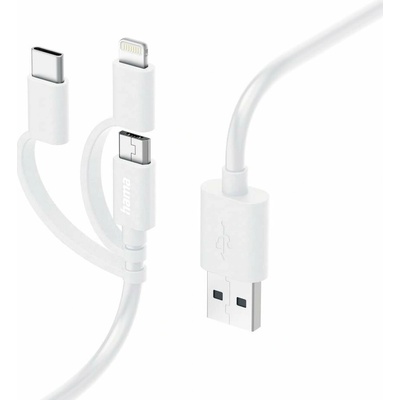 Hama 002015 USB USB 2.0 USB-A zástrčka USB-C ® zástrčka Apple Lightning konektor USB Micro-A zástrčka 1m bílý