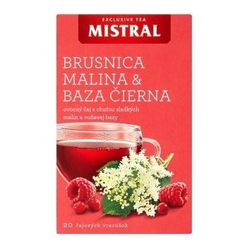 Mistral Exclusive Aromatizovaný ovocný čaj s příchutí Brusinka malina erný bez 20 x 2 g