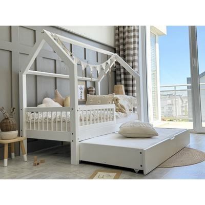 ELIS DESIGN Šuplík k domečkové posteli s plůtkem pomocné lůžko natur 80 x 190 cm – Zboží Dáma