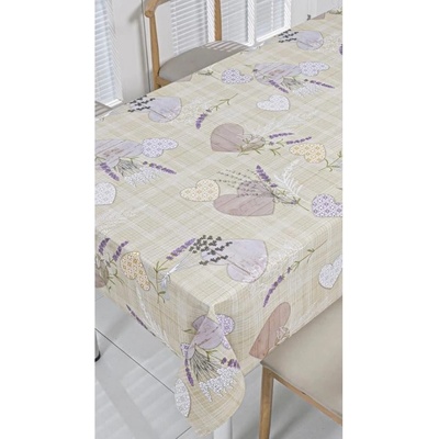 Obrus PVC 3581563, metráž, 20 m x 140 cm, levanduľa so srdiečkami, IMPOL TRADE