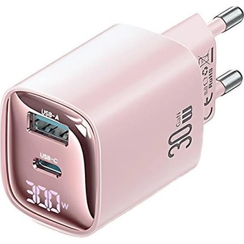 USAMS Мрежово зарядно 30w cc229, usb-c/usb-a, розово, за телефони и таблети ( )