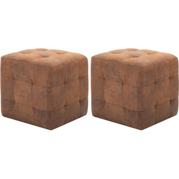 Image 1 of vidaXL Пуфове, 2 бр, кафяви, 30x30x30 см, изкуствен велур (278382)