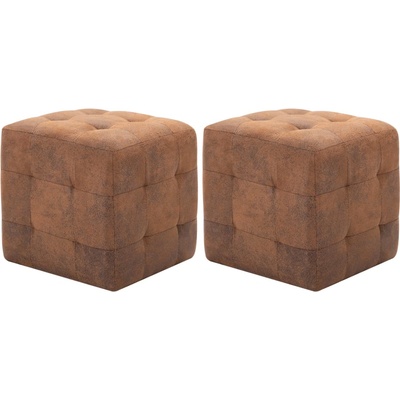 vidaXL Пуфове, 2 бр, кафяви, 30x30x30 см, изкуствен велур (278382)