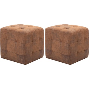 vidaXL Пуфове, 2 бр, кафяви, 30x30x30 см, изкуствен велур (278382)