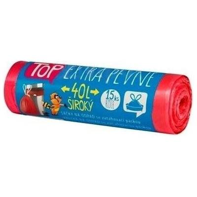 Sáček KOŠ ZATAHOVACÍ - 40 l červený EXTRA PEVNÉ po 15 ks