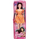 Bábiky Barbie Barbie Modelka oranžové šaty s puntíky