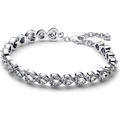 Pandora Strieborný srdiečkový náramok so zirkónmi Timeless 593655C01 20 cm