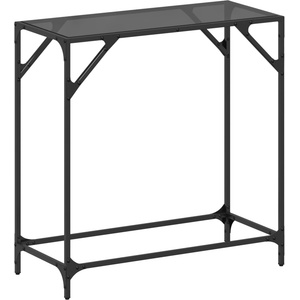 vidaXL Конзолна маса с черен стъклен плот 80x35x81 см стомана (846019)