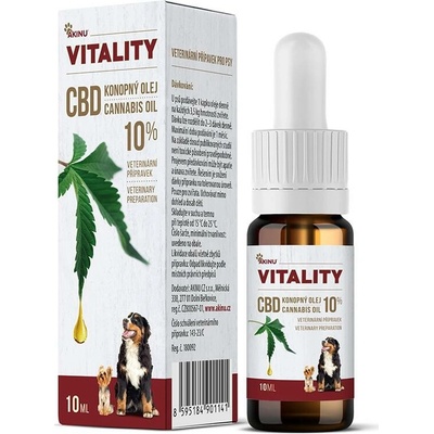 Akinu Vitality CBD konopný olej pre psov 10 % 10 ml