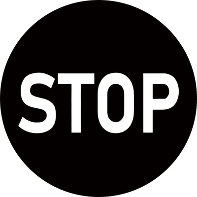 Ceduľa Stop black